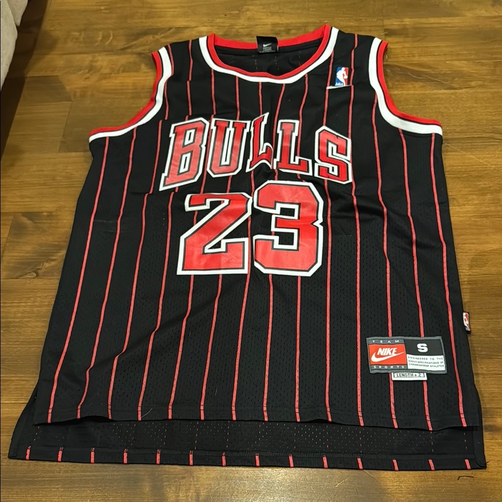 Nike Black and Red Bulls Jersey